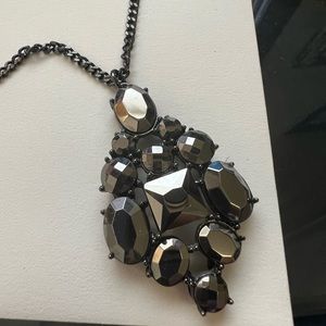 Metallic Grey Medallion Pendant & Chain Necklace